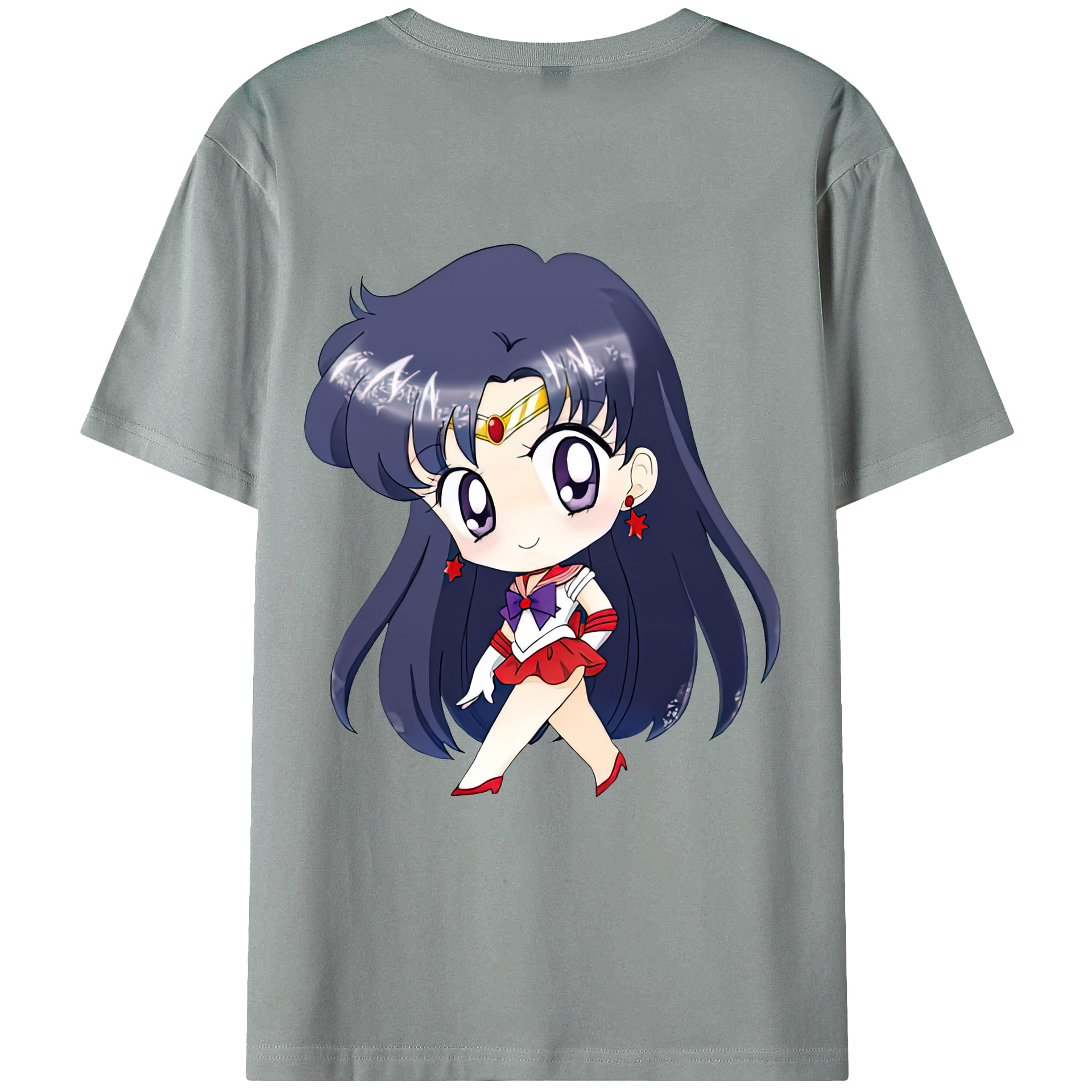 （画像用） 美少女戦士セーラームーン 火野レイ ひの レイ Sailor Moon Hino Rei （セーラーマーズ,Sailor Mars） 綿100％ メンズ半袖Tシャツ（バックプリント） 通気性